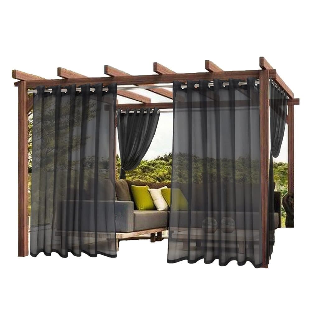 1 Pair Water Resistant Sheer Eyelet Curtains for Outdoor