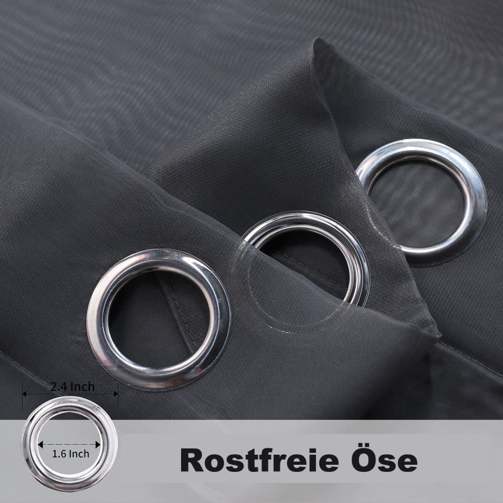 1 Pair Water Resistant Sheer Eyelet Curtains for Outdoor