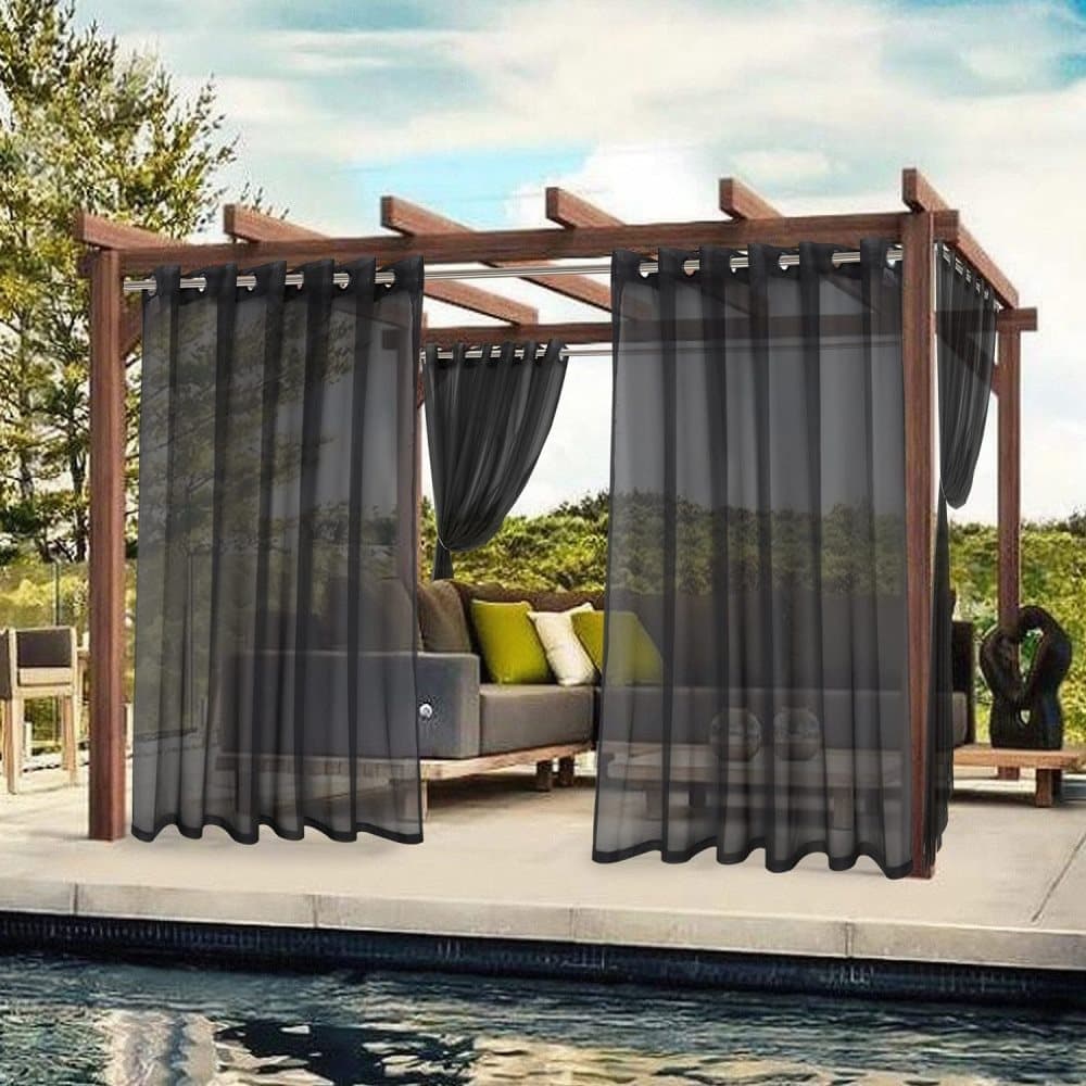 1 Pair Water Resistant Sheer Eyelet Curtains for Outdoor