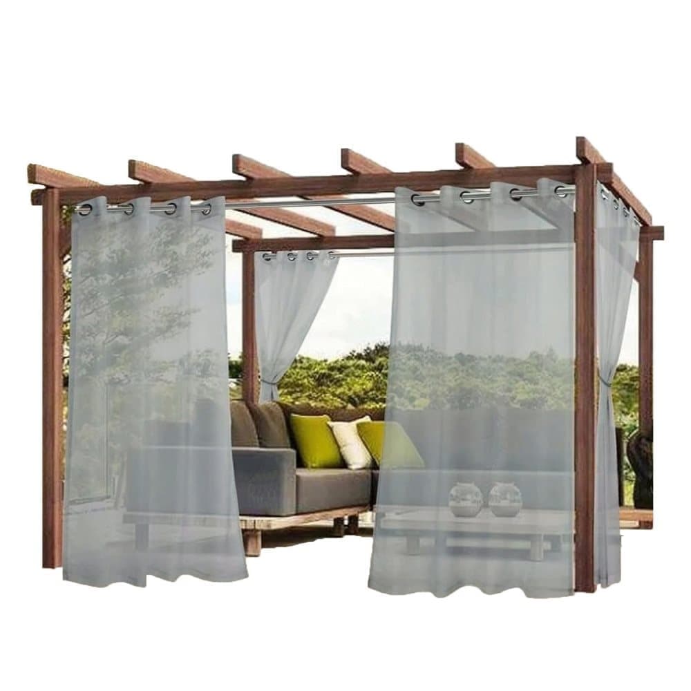 1 Pair Water Resistant Sheer Eyelet Curtains for Outdoor