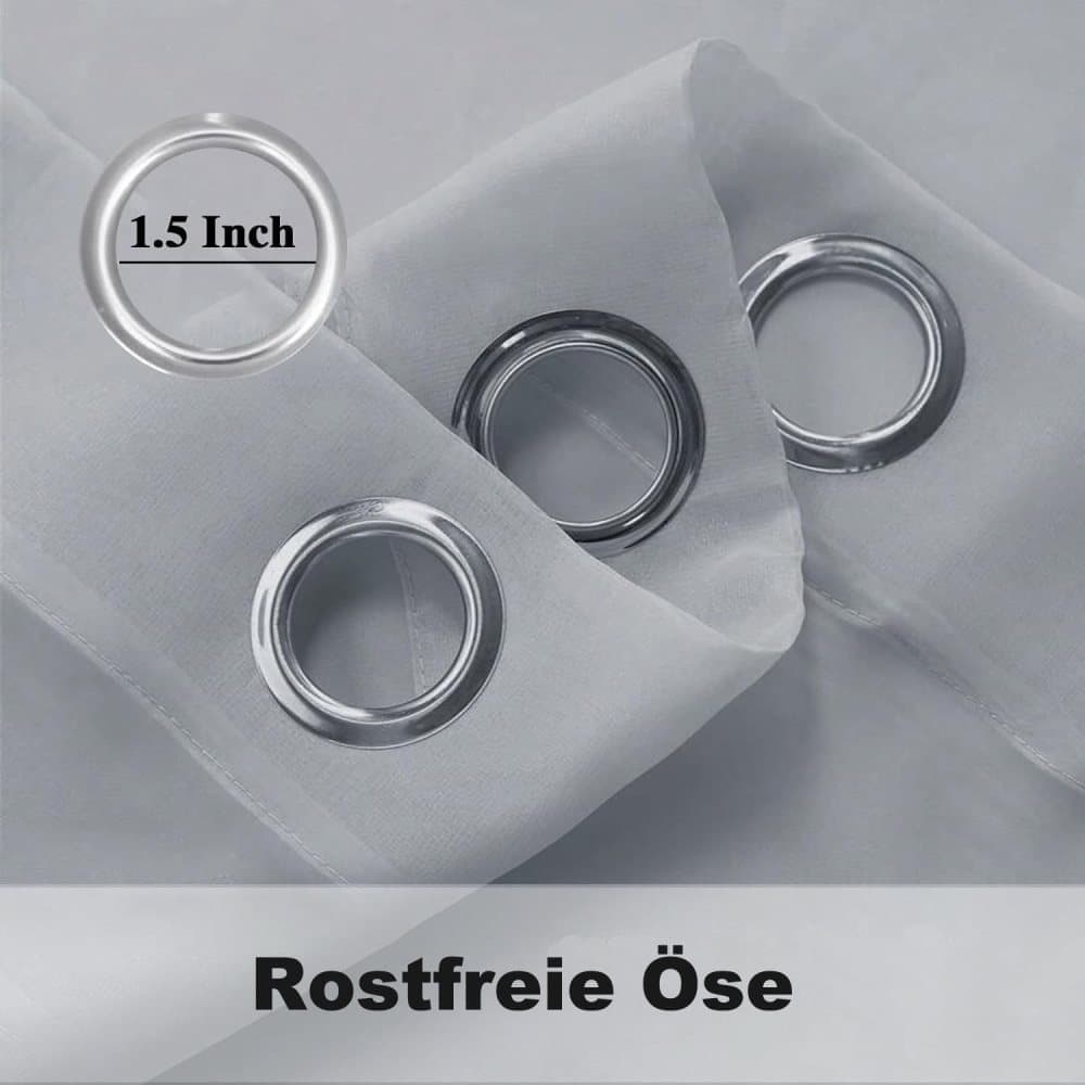 1 Pair Water Resistant Sheer Outdoor Eyelet Curtains