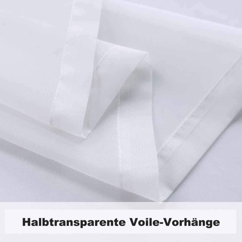 1 Pair White Water Resistant Sheer Eyelet Curtains for Outdoor