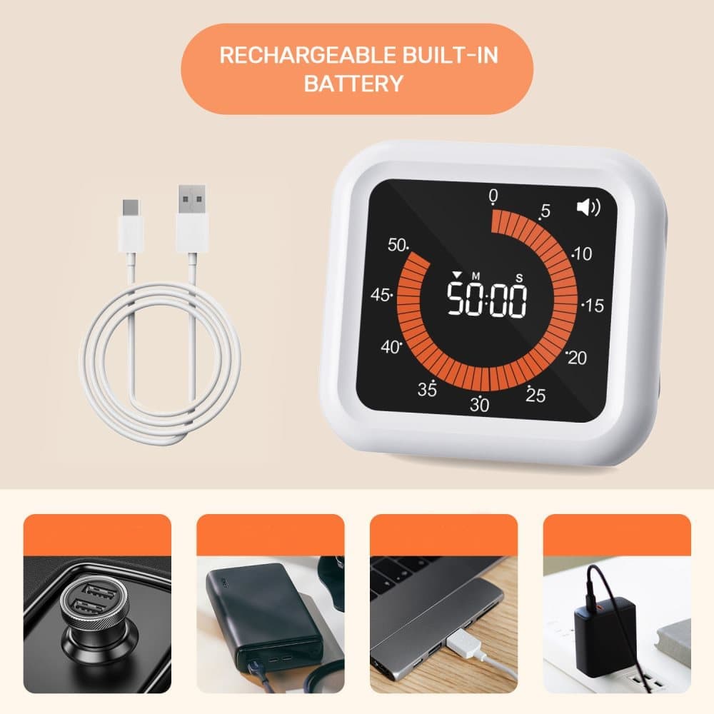 Rechargeable Visual Timer with Magnet and Stand