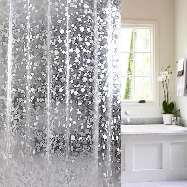 Shower Curtain Lining Pebble Pattern Transparent Waterproof Odorless, 1.5/1.8/2x1.8m, 150×180cm