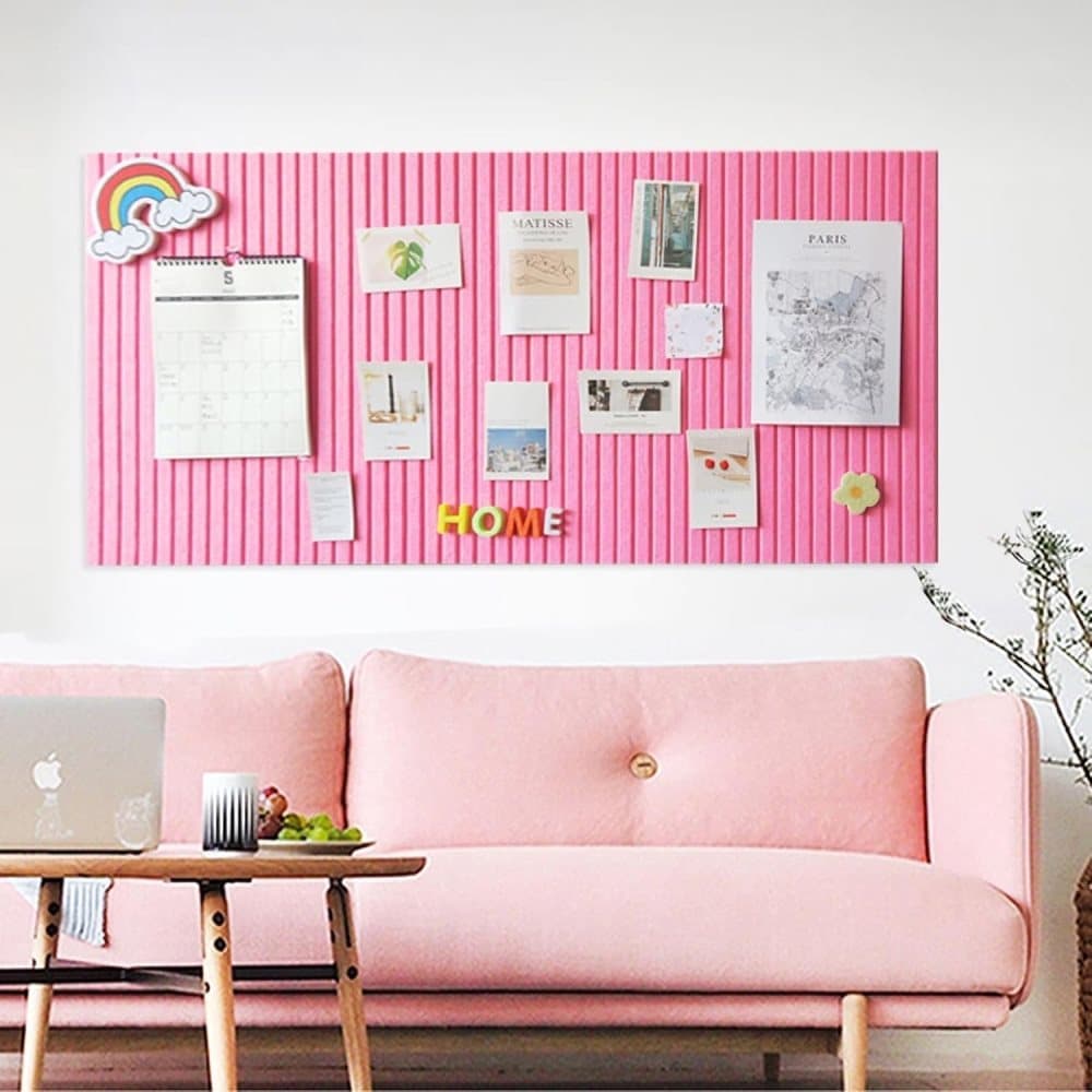 30x30cm Self-Adhesive Photo Board, Decorative Cork and Wall Panel Bulletin Board with Acoustic Panels for Photos and Messages, Pink, for Home and Office