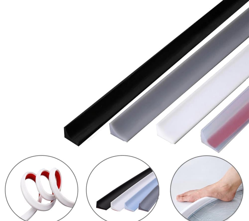 Self-Adhesive Shower Strip Water Barrier, 3 m, White, 5 Colors, Multiple Lengths