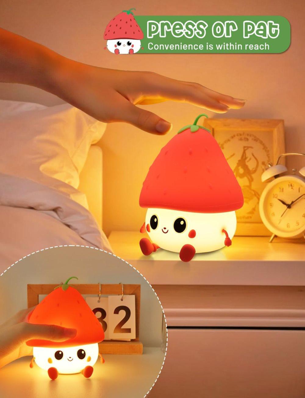 Strawberry LED Night Light USB Rechargeable Dimmable for Kids Baby Girls
