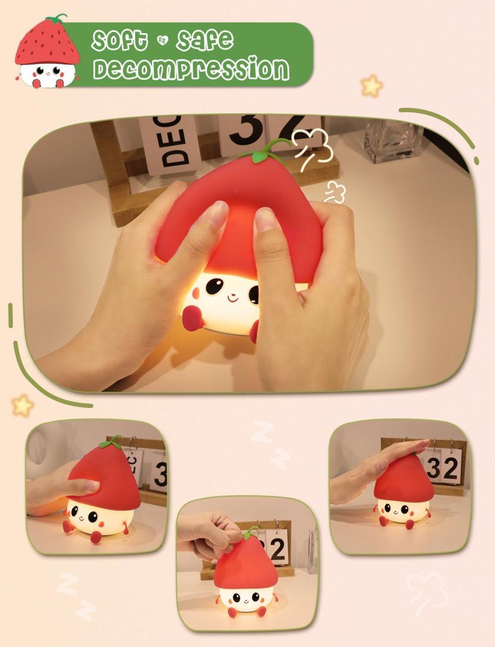 Strawberry LED Night Light USB Rechargeable Dimmable for Kids Baby Girls