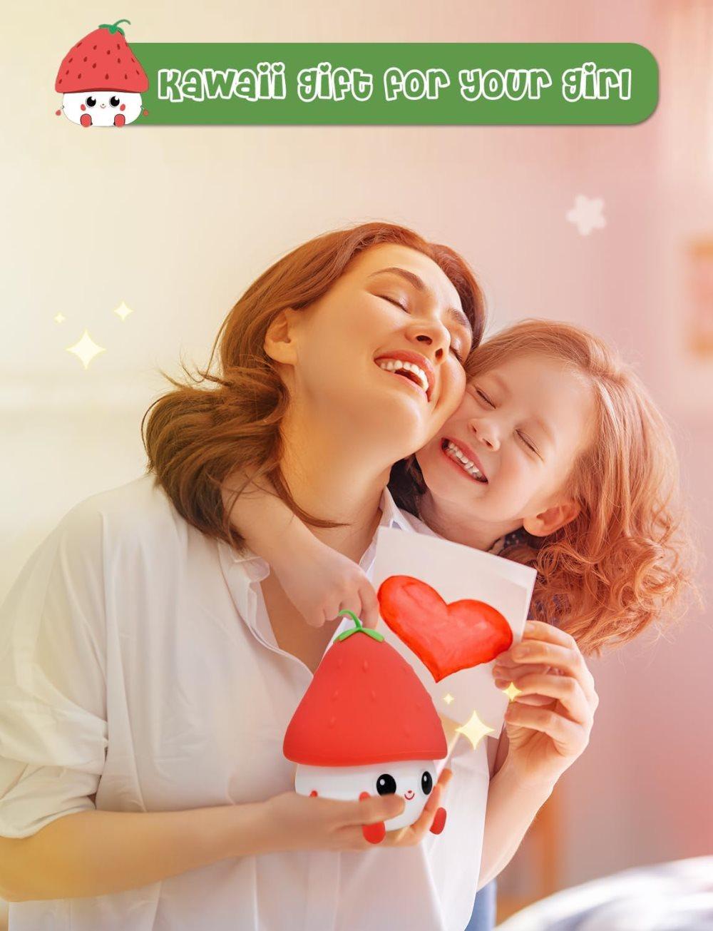 Strawberry LED Night Light USB Rechargeable Dimmable for Kids Baby Girls