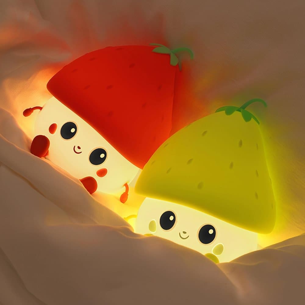 Sweet Strawberry LED Night Light Dimmable USB Rechargeable for Kids