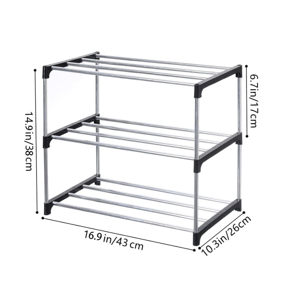 Stackable Shoe Rack 3-Tier Space Saving Storage for Shoes and Bags