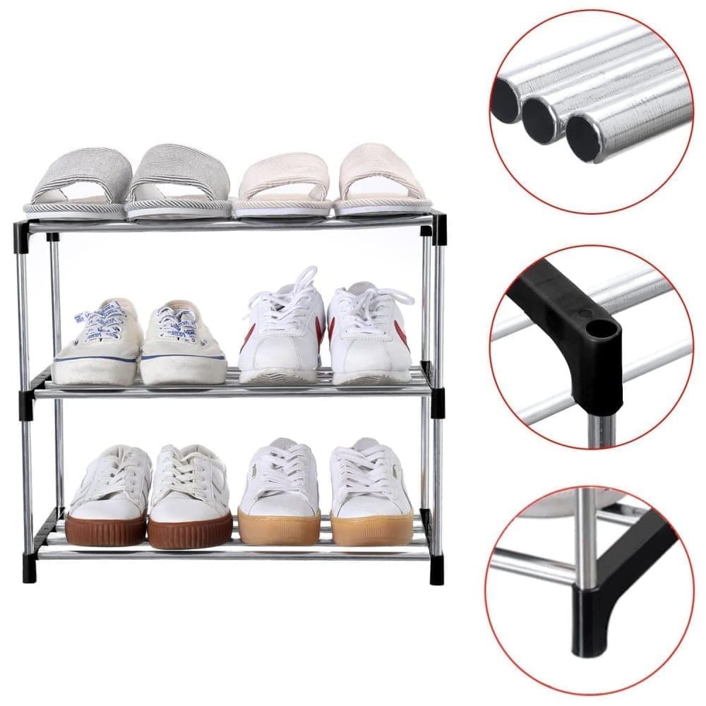 Stackable Shoe Rack 3-Tier Space Saving Storage for Shoes and Bags