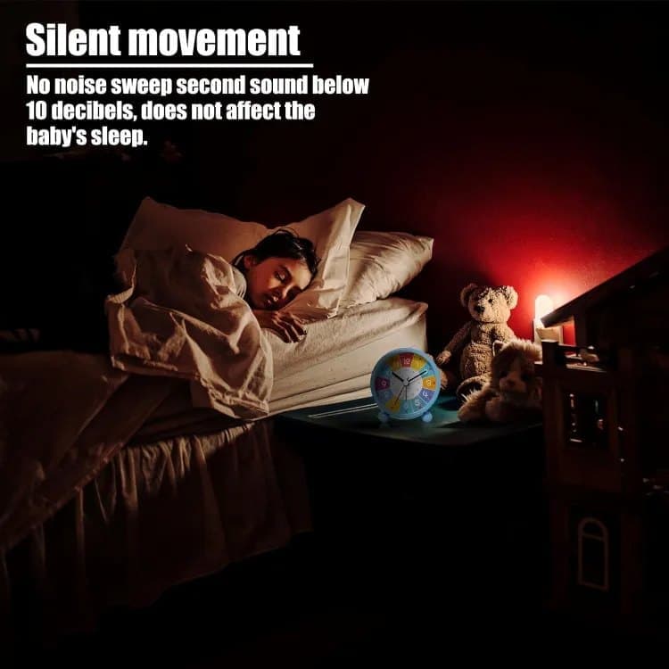 Colorful Silent Alarm Clock with Night Light for Children
