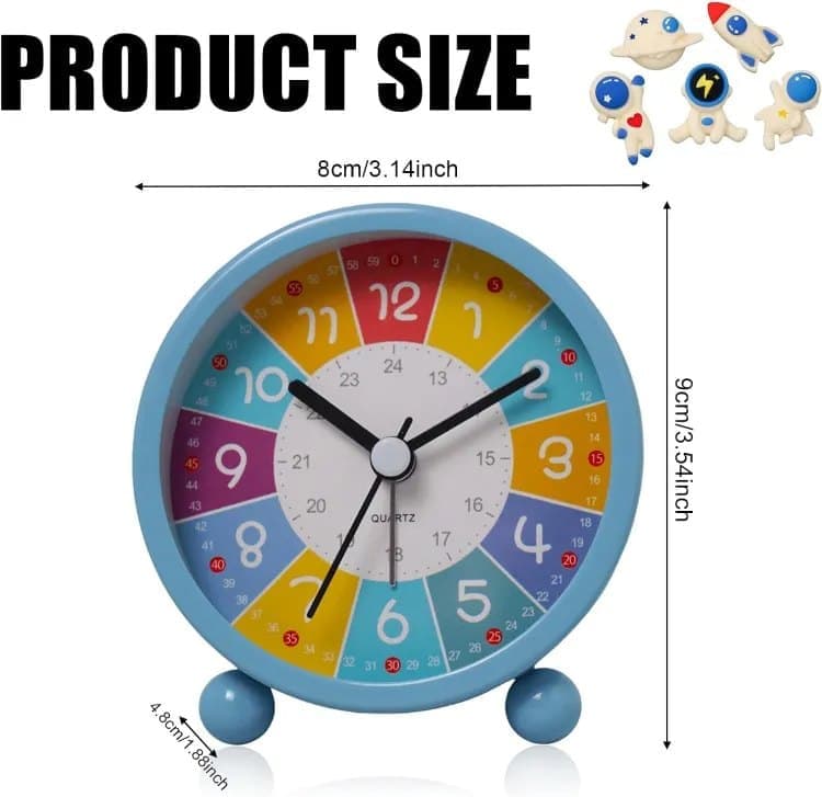 Colorful Silent Alarm Clock with Night Light for Children