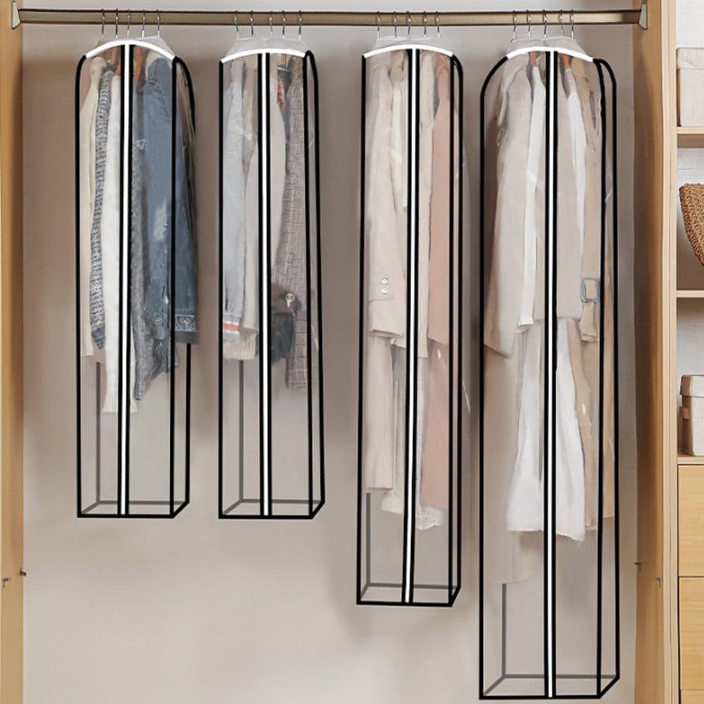 3-pack Transparent Dustproof Garment Storage Bag with Zipper for Wardrobe