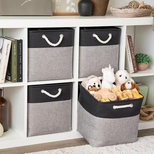 33x33x33 cm Storage Basket Cube with Lid for Clothes and Toys