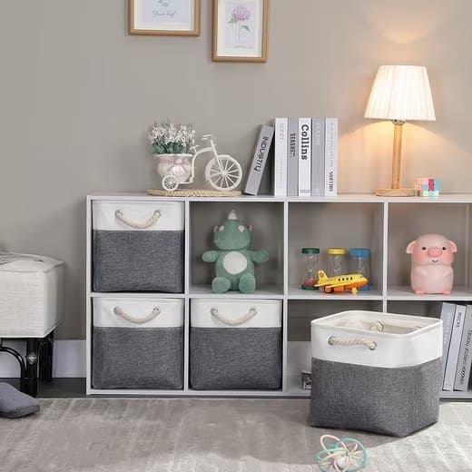 33x33x33 cm Storage Basket Cube with Lid for Clothes and Toys