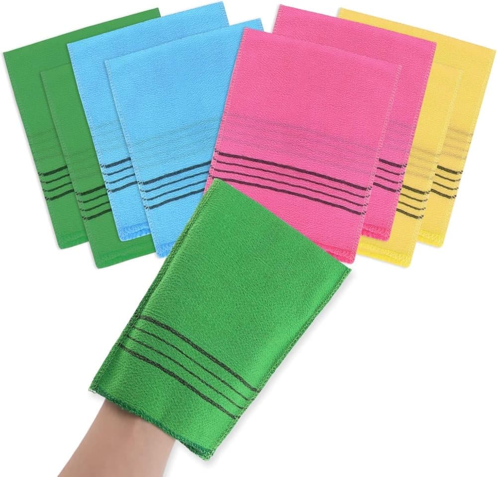 12 pcs Exfoliating Washcloth Scrub Glove Towel for Dead Skin Removal, one size