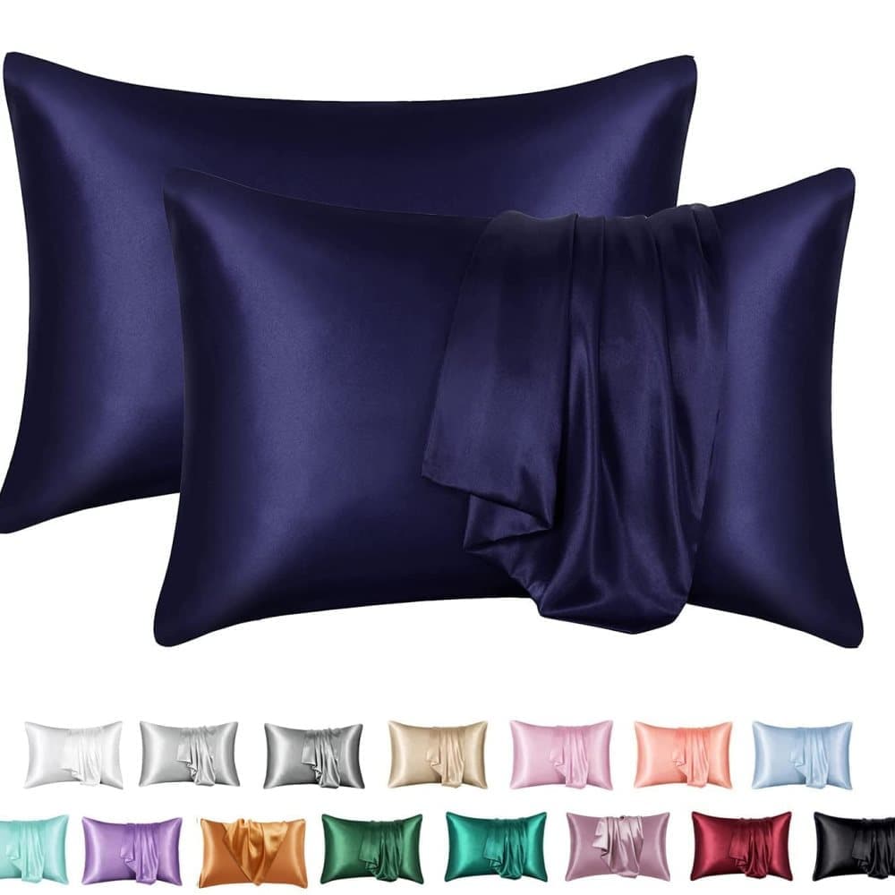 2-Pack Satin Pillowcase Silky Soft Dark Blue 2-Pack Satin Pillowcase Silky Soft Dark Blue