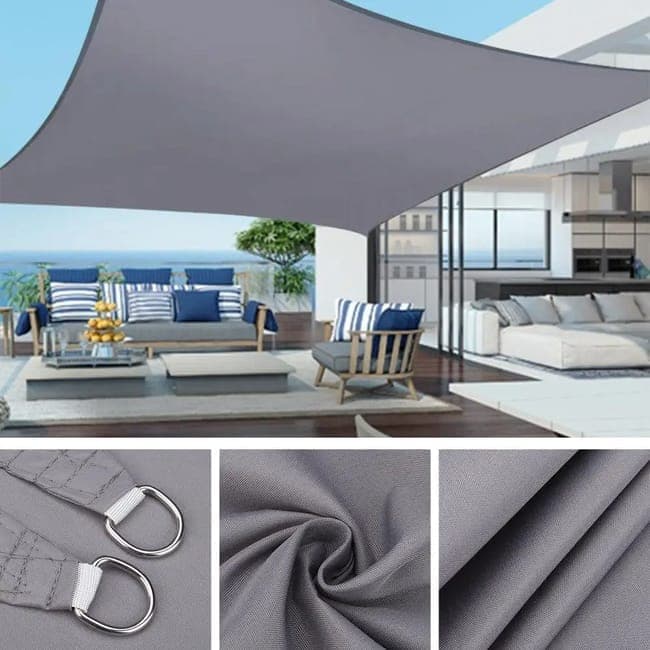 UV Protective Waterproof Sun Sail 1 Piece, 3x5M, Gray for Garden Terrace Pool and Camping