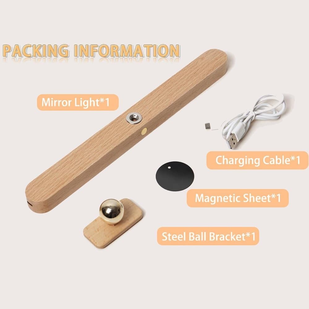 Wooden LED Wall Lamp 360 Degree Rotatable Magnetic Dimmable Night Light with USB Charging