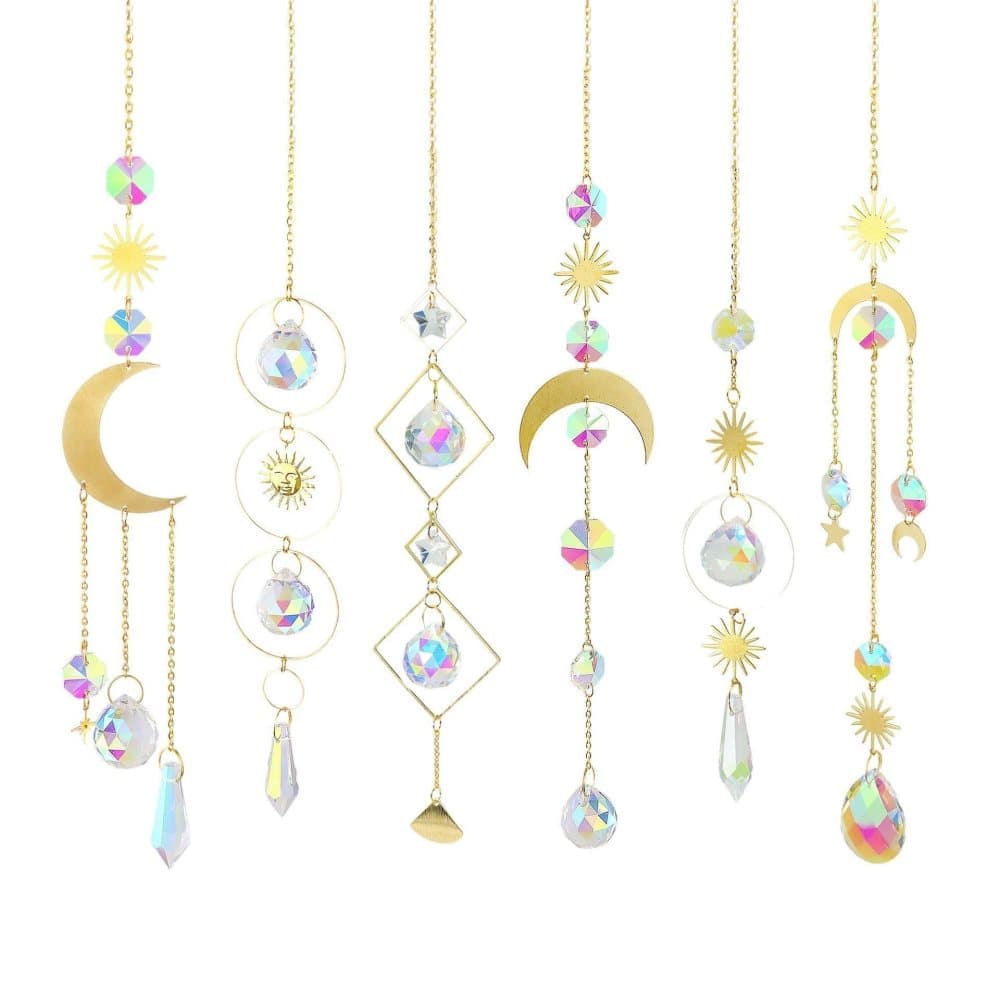 Solar Wind Chimes 6-pack with Crystal Pendants Solar Wind Chimes 6-pack with Crystal Pendants