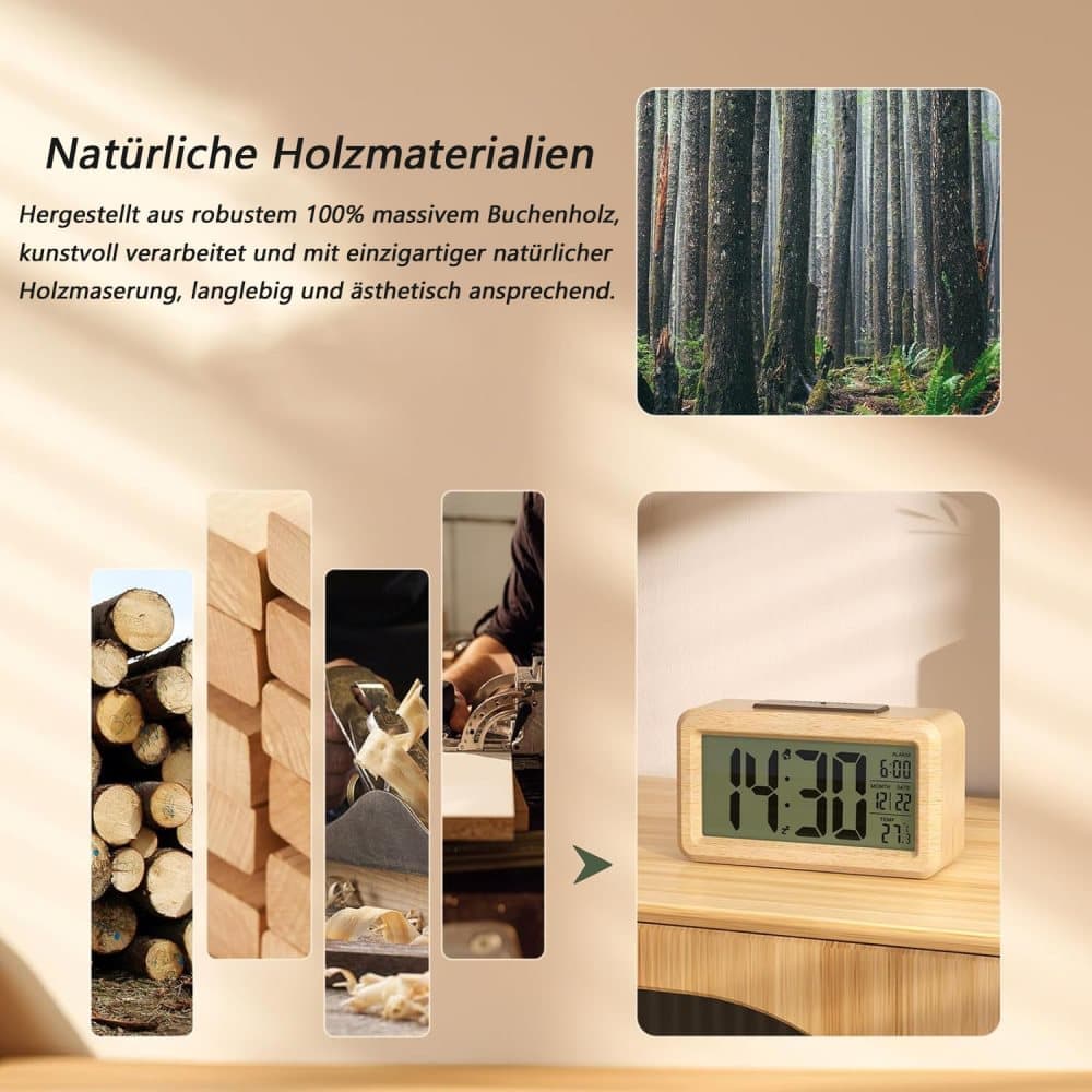LCD Digital Alarm Clock with Smart Light Sensor