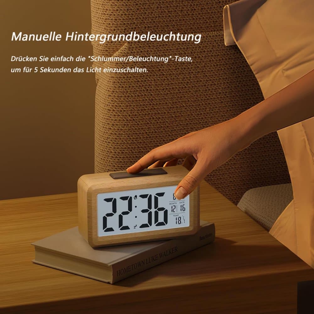 LCD Digital Alarm Clock with Smart Light Sensor