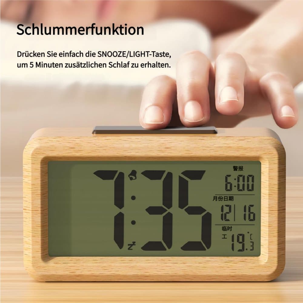 LCD Digital Alarm Clock with Smart Light Sensor