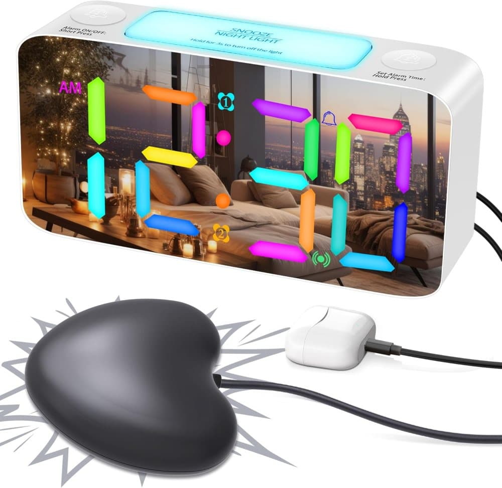 15-color display vibrating alarm clock with rainbow heart suspension 15-color display vibrating alarm clock with rainbow heart suspension