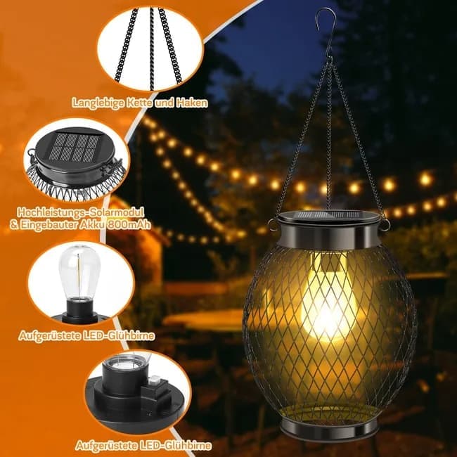 Solar Powered LED Outdoor Lantern with Solar Panel