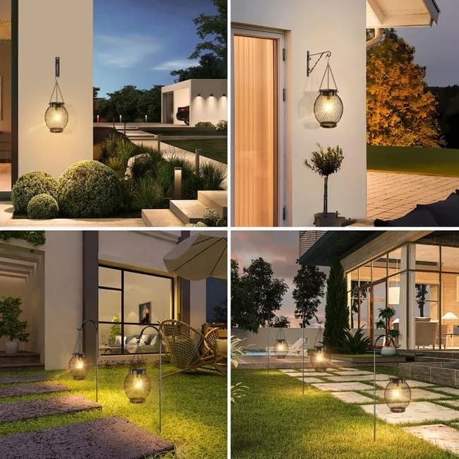 Solar Powered LED Outdoor Lantern with Solar Panel