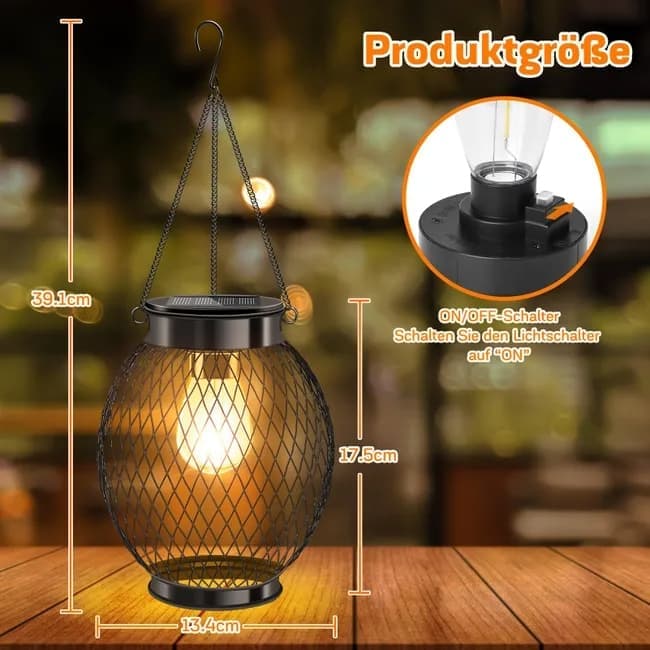 Solar Powered LED Outdoor Lantern with Solar Panel
