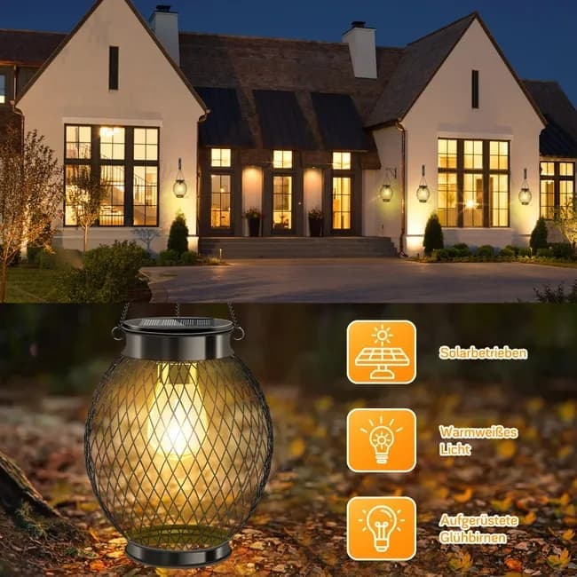 Solar Powered LED Outdoor Lantern with Solar Panel