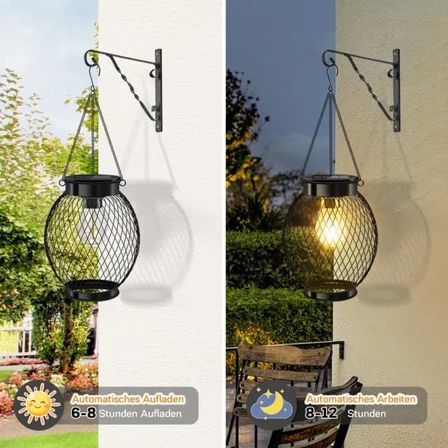 Solar Powered LED Outdoor Lantern with Solar Panel