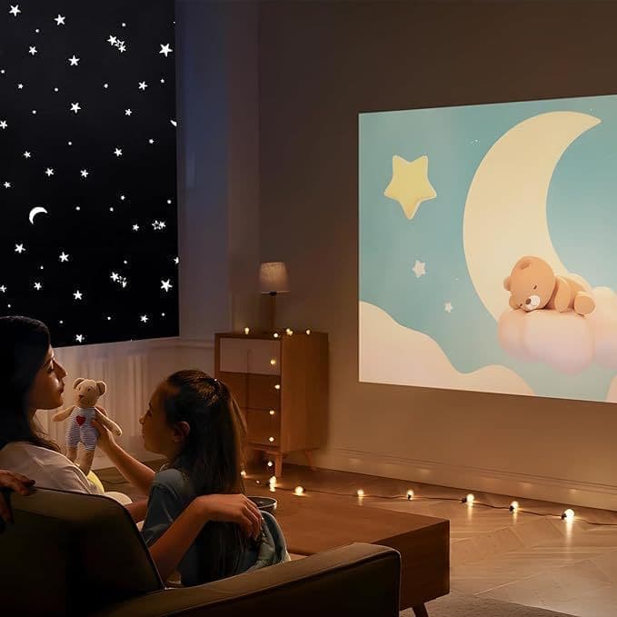 Blackout Curtain DIY Portable No-Drill UV Protection Star and Moon Print