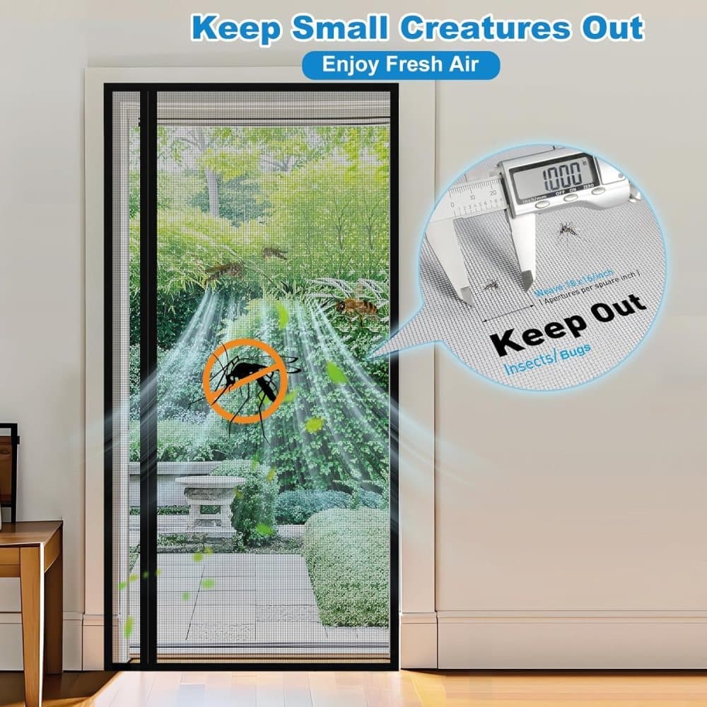 1pc Magnetic Mosquito Net Door Self-Adhesive Side Opening Curtain