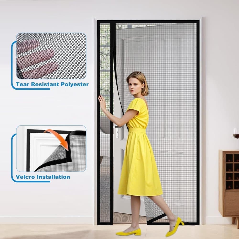 1pc Magnetic Mosquito Net Door Self-Adhesive Side Opening Curtain