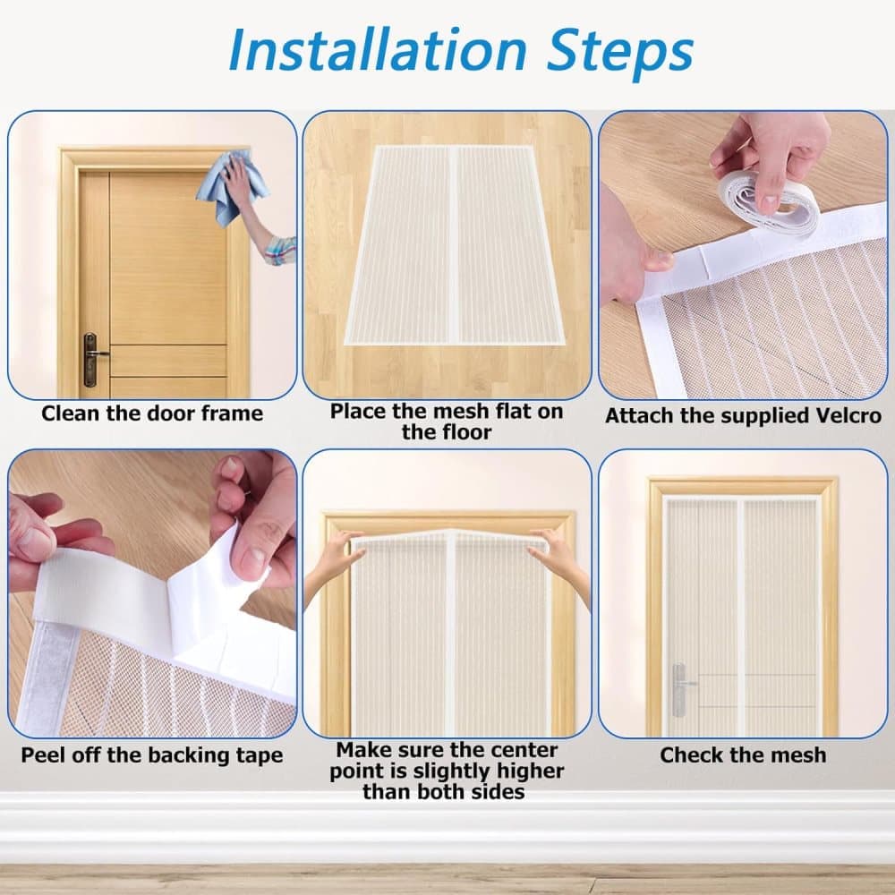 Durable Magnetic Mosquito Net Door Self-Adhesive Side Opening Curtain Removable Insect Fly and Cat Proof