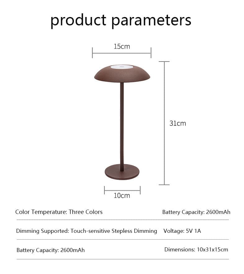 Rechargeable Wireless LED Table Lamp with Adjustable Brightness