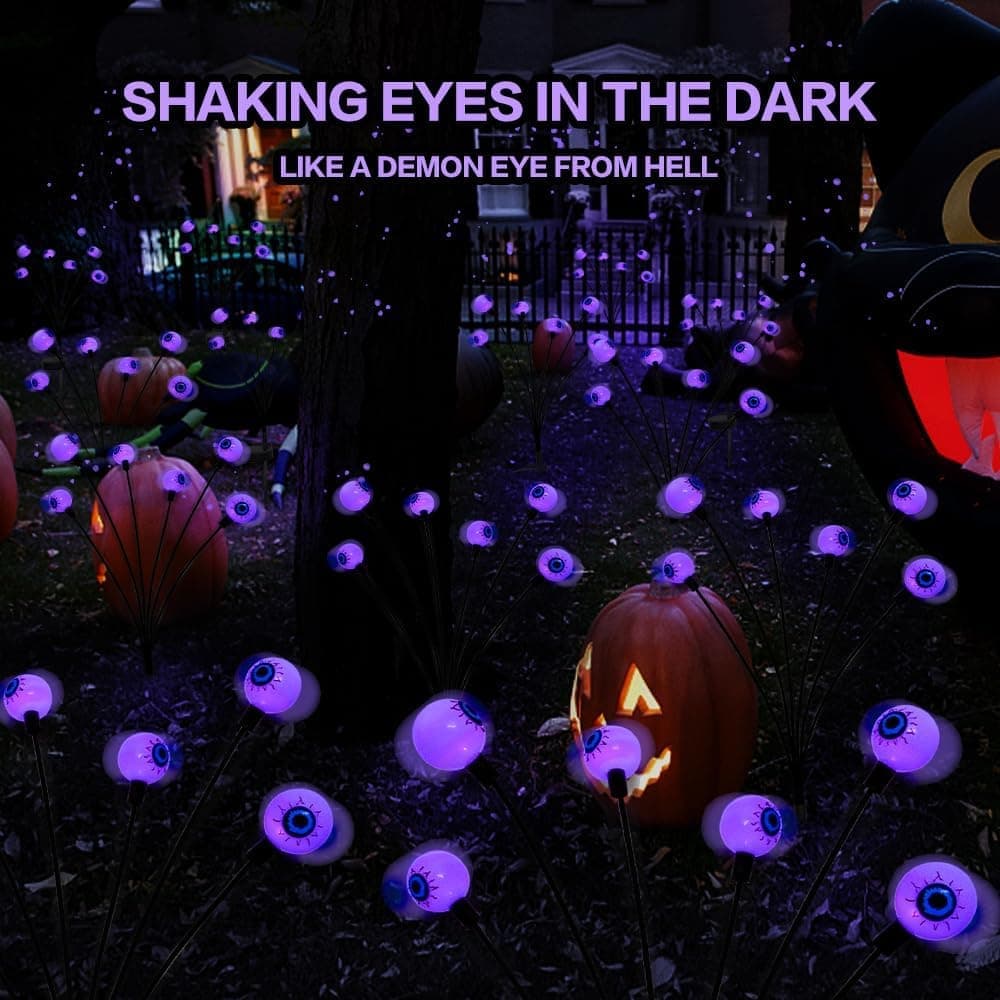 Solar Powered Halloween Eye Lights 4-Pack for Garden and Patio Decoration, Waterproof, 1/4",50,In Stock"