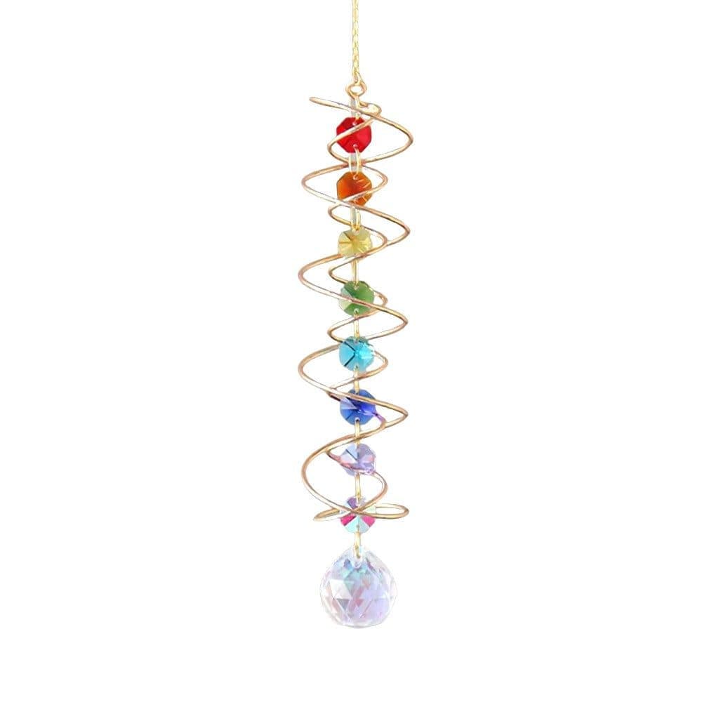 Colorful Crystal Solar Wind Chime KC4 with Spiral Design Colorful Crystal Solar Wind Chime KC4 with Spiral Design