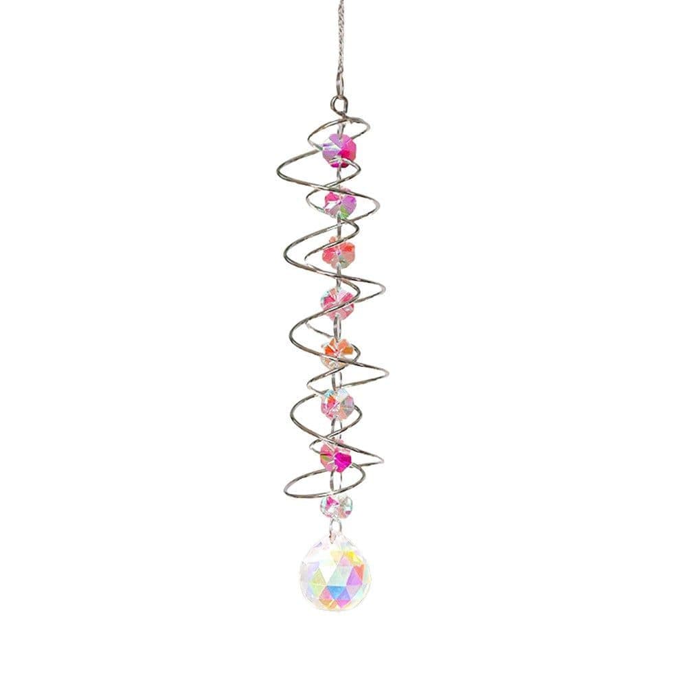 Colorful Crystal Solar Wind Chime KC1 with Spiral Design, Rotating Decor for Window Garden Wedding Gift