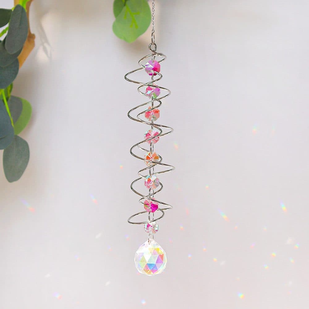 Colorful Crystal Solar Wind Chime KC1 with Spiral Design