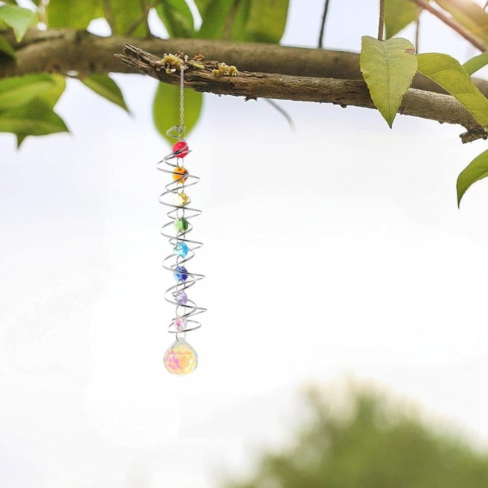 Colorful Crystal Solar Wind Chime KC1 with Spiral Design