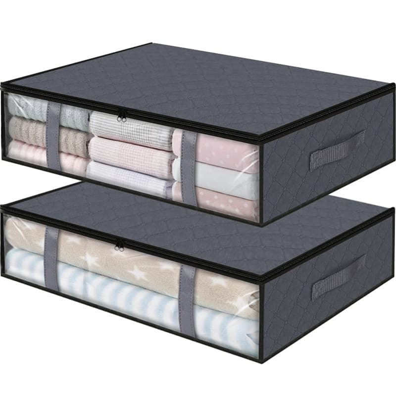 2-Pack Foldable Storage Boxes for Clothes and Blankets