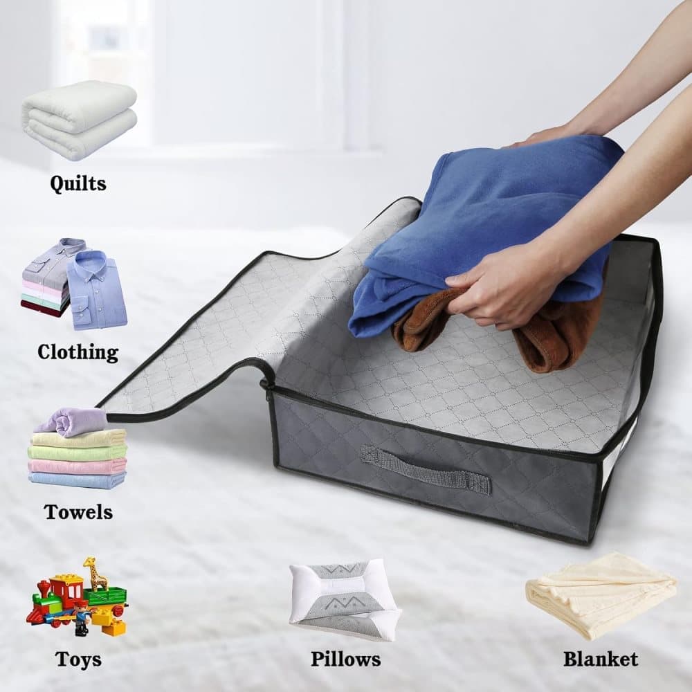 2-Pack Foldable Storage Boxes for Clothes and Blankets
