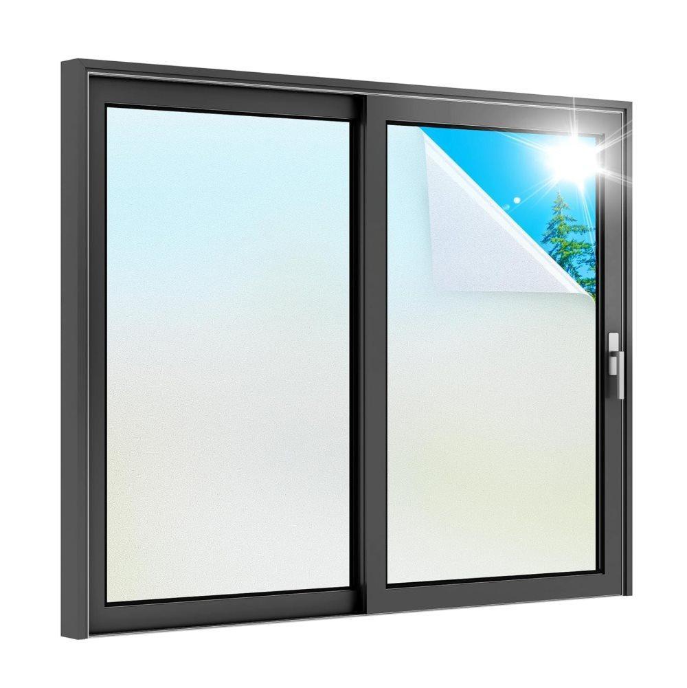 Opaque Frosted Window Film for Privacy, Self-Adhesive UV Protection Film for Bathrooms and Offices, 60cm x 3m, Transparent