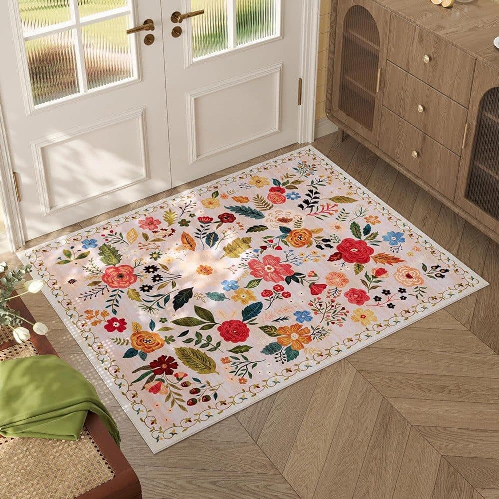 Bohemian Floral Doormat Non-slip Absorbent Dirt-Resistant Machine Washable