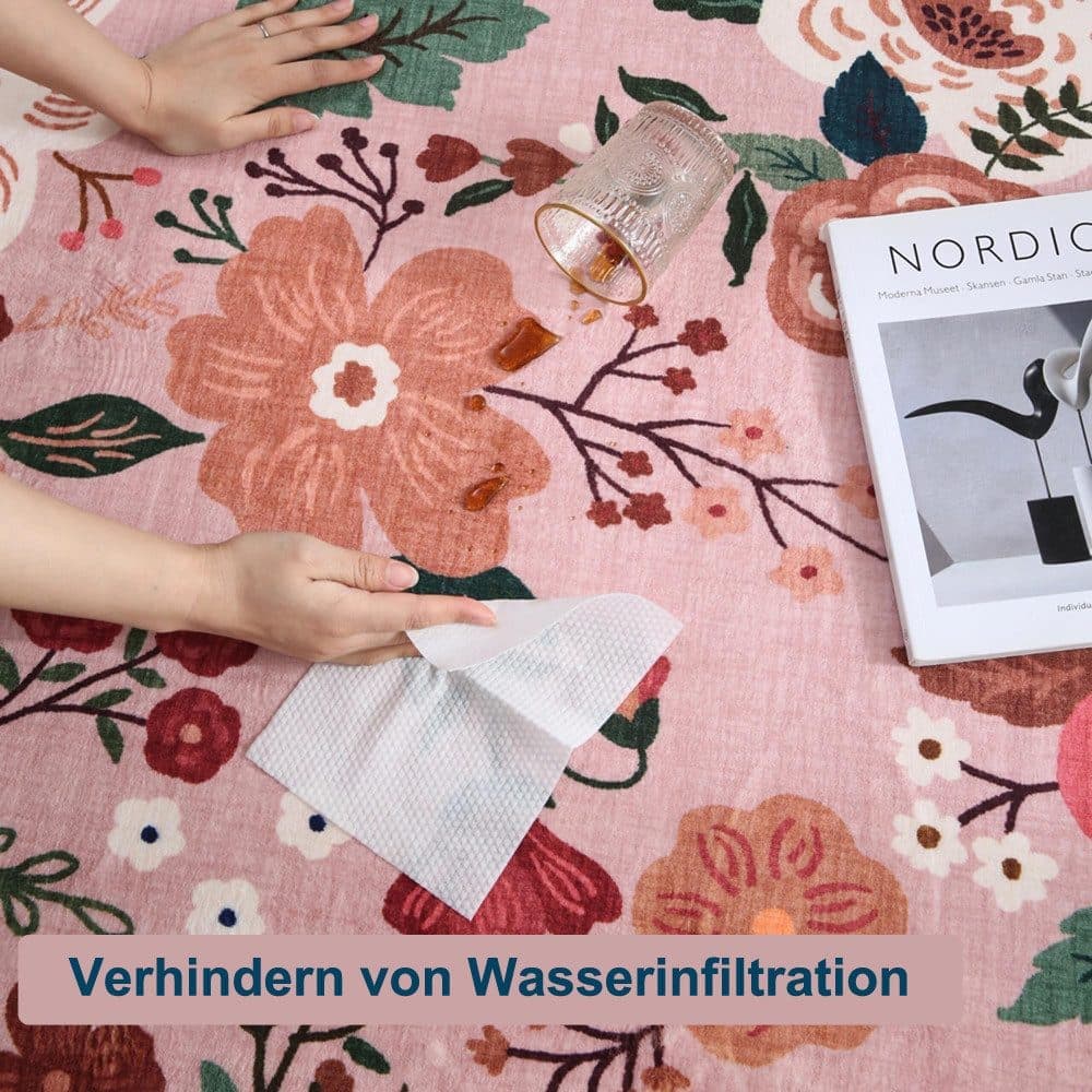 Non-Slip Bohemian Floral Doormat Absorbent Dirt-Resistant Machine Washable for Bathroom Hallway and Kitchen